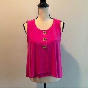 Joseph Ribkoff Pink Sleeveless Blouse Drape Back Gold Hardware Women's size 6
